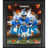 Collage encadré 15" x 17" des Lions de Détroit pour Thanksgiving 2020