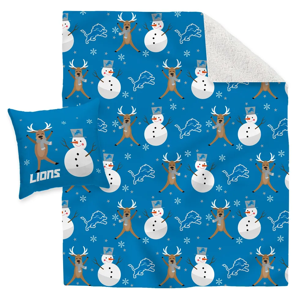 Lids Detroit Lions Holiday Reindeer Blanket and Pillow Combo Set