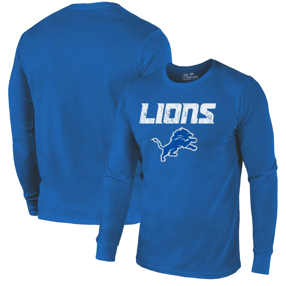 Lids Detroit Lions Majestic Threads Lockup Tri-Blend Long Sleeve T-Shirt -  Blue