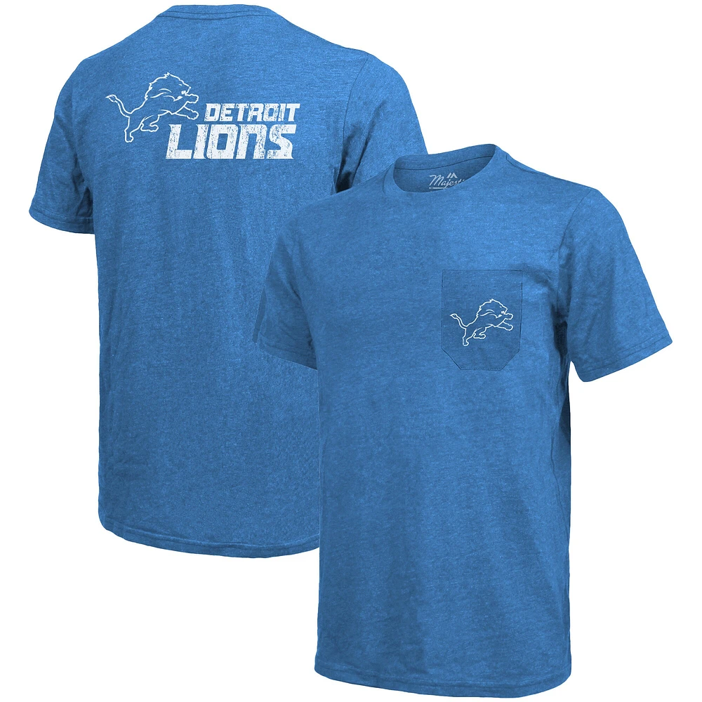 Détroit Lions Majestic Threads Tri-Blend Pocket T-Shirt - Bleu