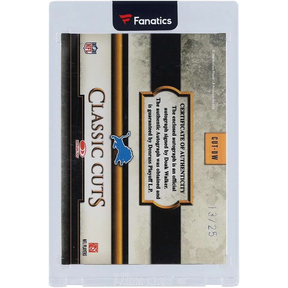 Carte autographiée #CUT-DW #13/25 de Doak Walker Detroit Lions 2008 Donruss Classics Cut