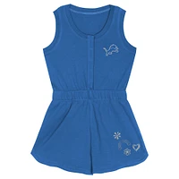 Girls Toddler Blue Detroit Lions Super Girl Romper