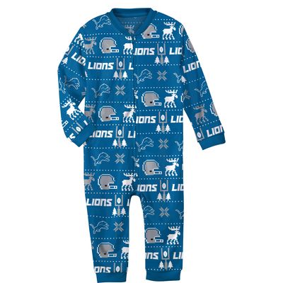 Infant Blue Detroit Lions Allover Print - Full-Zip Jumper