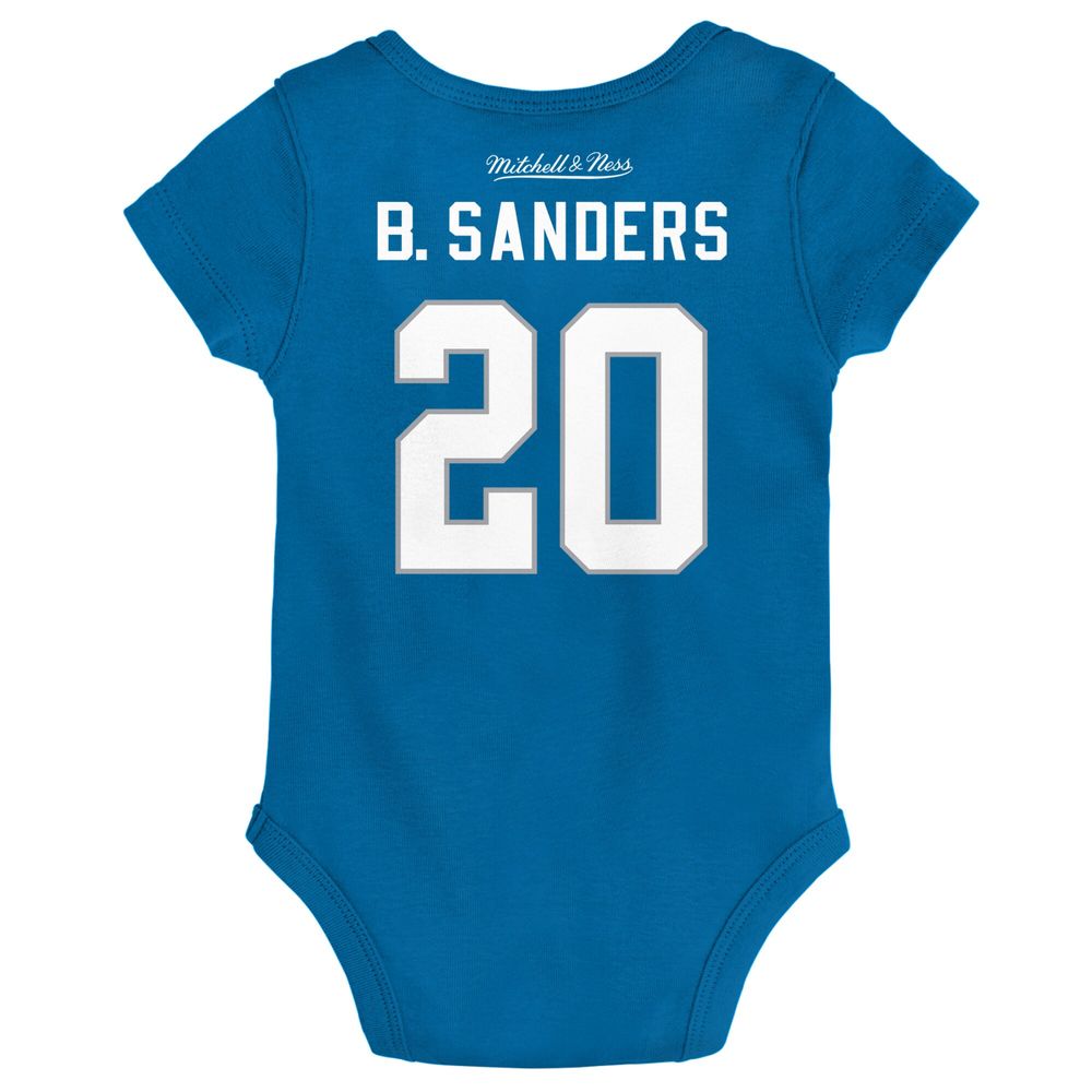 Infant Mitchell & Ness Barry Sanders Blue Detroit Lions Mainliner Retired Player Name Number Bodysuit