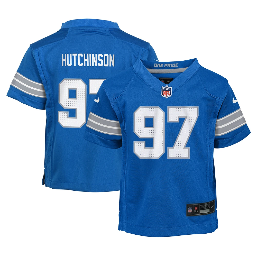 Maillot de jeu Nike Aidan Hutchinson bleu pour bébé des Detroit Lions