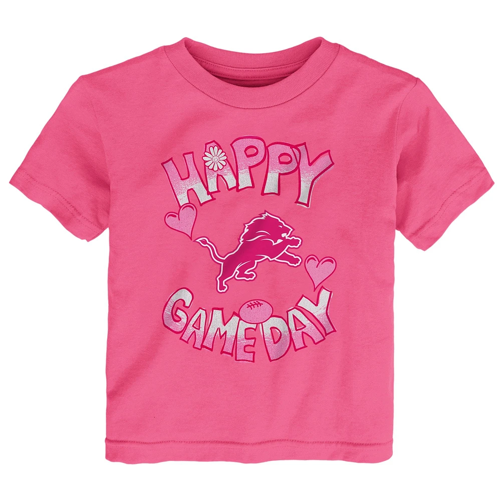 Infant Pink Detroit Lions Happy Gameday T-Shirt