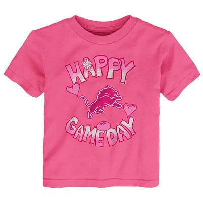 T-shirt rose pour bébé Detroit Lions Happy Gameday