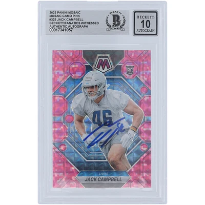 Jack Campbell Detroit Lions Autographed 2023 Panini Mosaic Camo Pink Mosaic #323 Beckett Fanatics Witnessed Authenticated 10 Rookie Card 