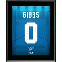 Plaque de joueur sublimée avec numéro de maillot alternatif des Lions de Détroit, Jahmyr Gibbs, 10,5" x 13"