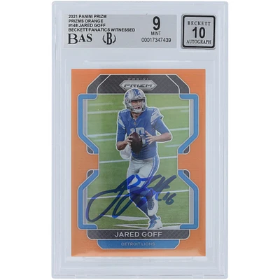 Jared Goff Detroit Lions Autographed 2021 Panini Prizm Orange #148 #/249 Beckett Fanatics Witnessed Authenticated 9/10 Card 