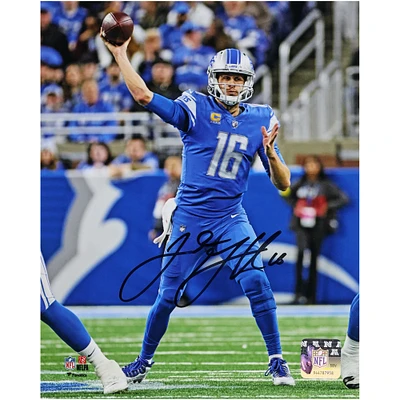 Jared Goff Detroit Lions Autographed 8" x 10" Throwing in Blue Photograph