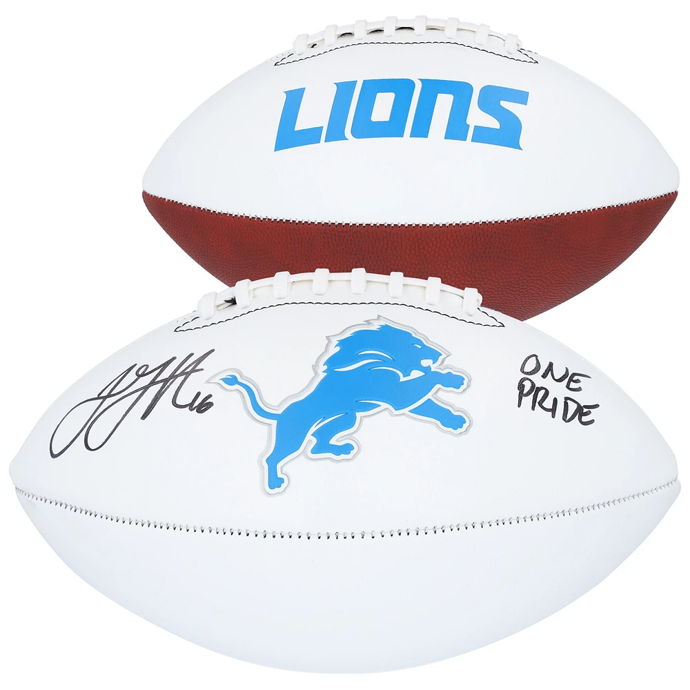 Ballon de football Franklin White Panel autographié par Jared Goff des Lions de Détroit avec l'inscription « One Pride »