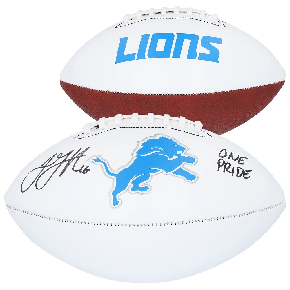 Ballon de football Franklin White Panel autographié par Jared Goff des Lions de Détroit avec l'inscription « One Pride »