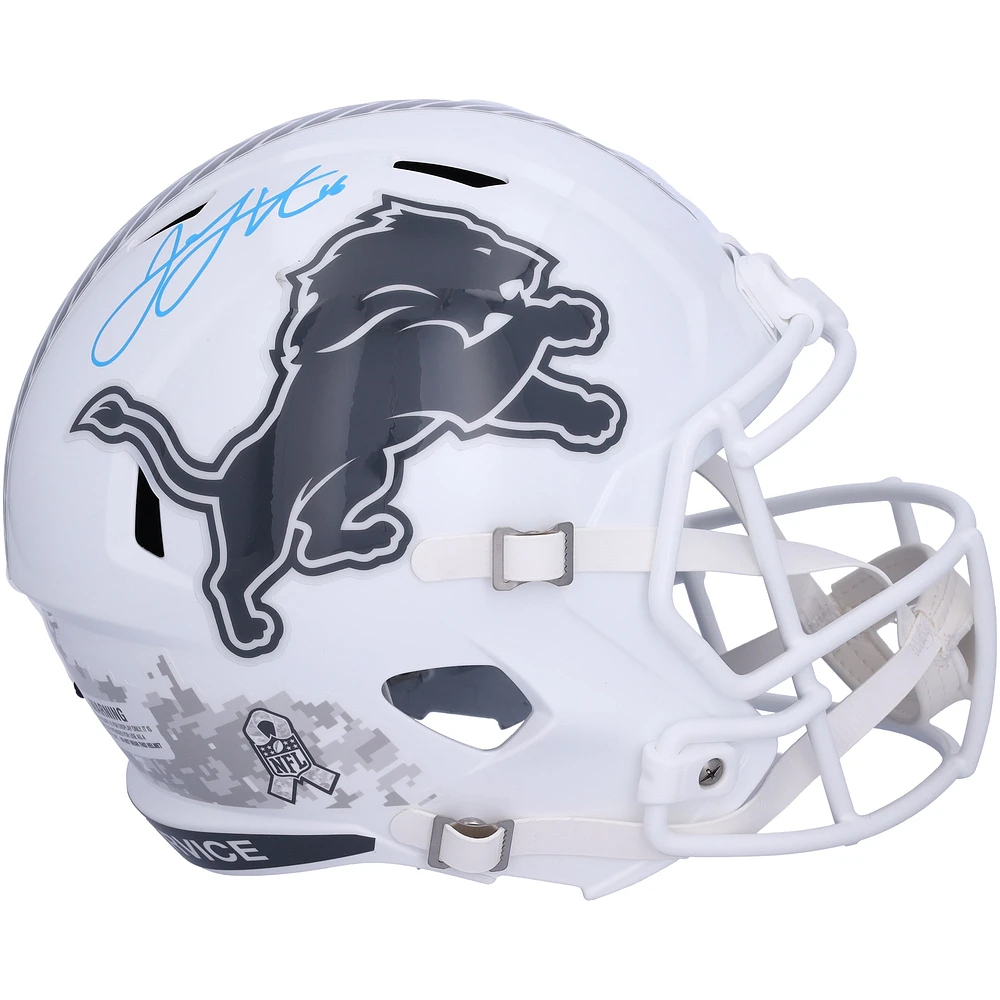 Casque réplique autographié Riddell 2024 Salute to Service Speed des Detroit Lions par Jared Goff