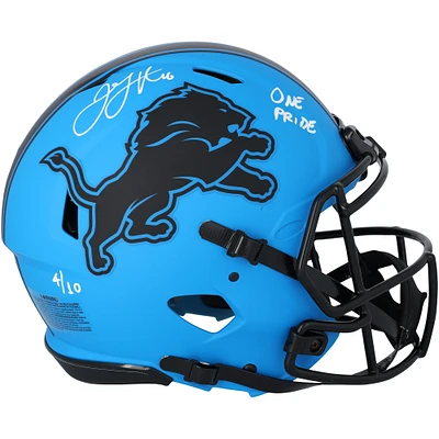 Casque Riddell Rave Speed ​​authentique autographié par Jared Goff des Detroit Lions avec inscription « One Pride » - Édition limitée à 10 exemplaires