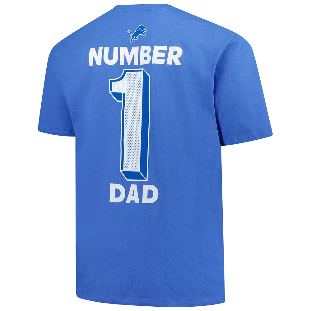 Men's Fanatics  Blue Detroit Lions Big & Tall Number One Dad T-Shirt