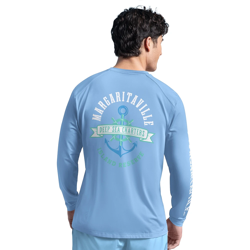 Men's G-III Sports by Carl Banks  Light Blue Detroit Lions Margaritaville Rock Harbor Long Sleeve Rashguard Top