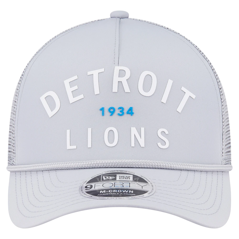 Men's New Era  Gray Detroit Lions Active Minimalist M-Crown A-Frame 9FORTY Adjustable Hat