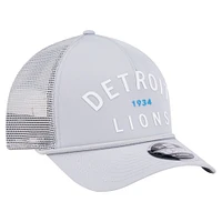 Men's New Era  Gray Detroit Lions Active Minimalist M-Crown A-Frame 9FORTY Adjustable Hat