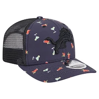 Men's New Era  Navy/Black Detroit Lions Adventure Drinks Pattern 9SEVENTY Stretch-Snap Hat