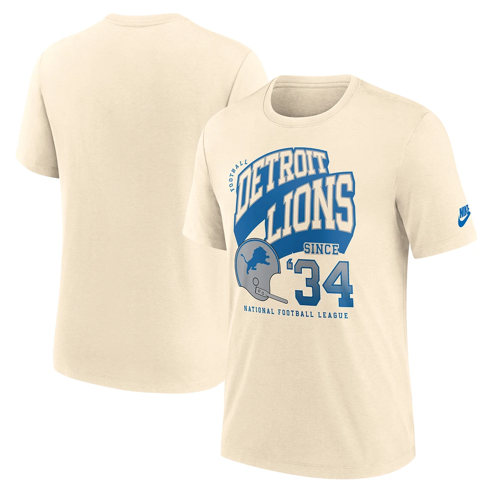 T-shirt Nike Natural Detroit Lions Rewind Tri-Blend pour homme