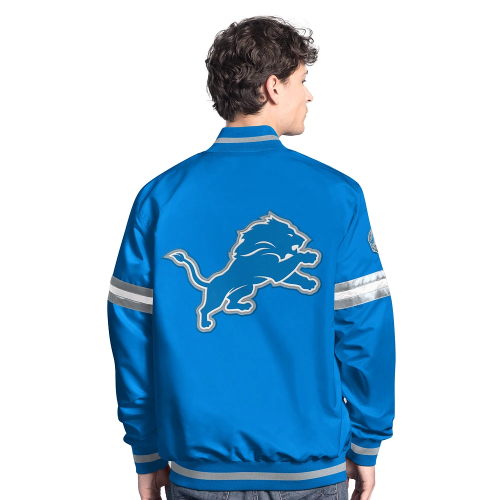 Men's Starter  Blue Detroit Lions Scout Full-Snap Varsity Jacket