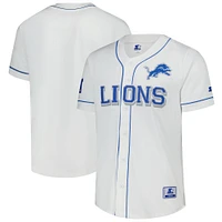 Men's Starter  White Detroit Lions Relay Full-Button Baseball Jersey