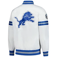 Veste universitaire blanche à boutons-pression Detroit Lions Scout pour homme