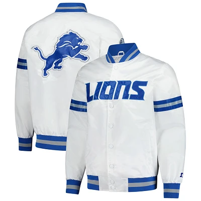 Veste universitaire blanche à boutons-pression Detroit Lions Scout pour homme