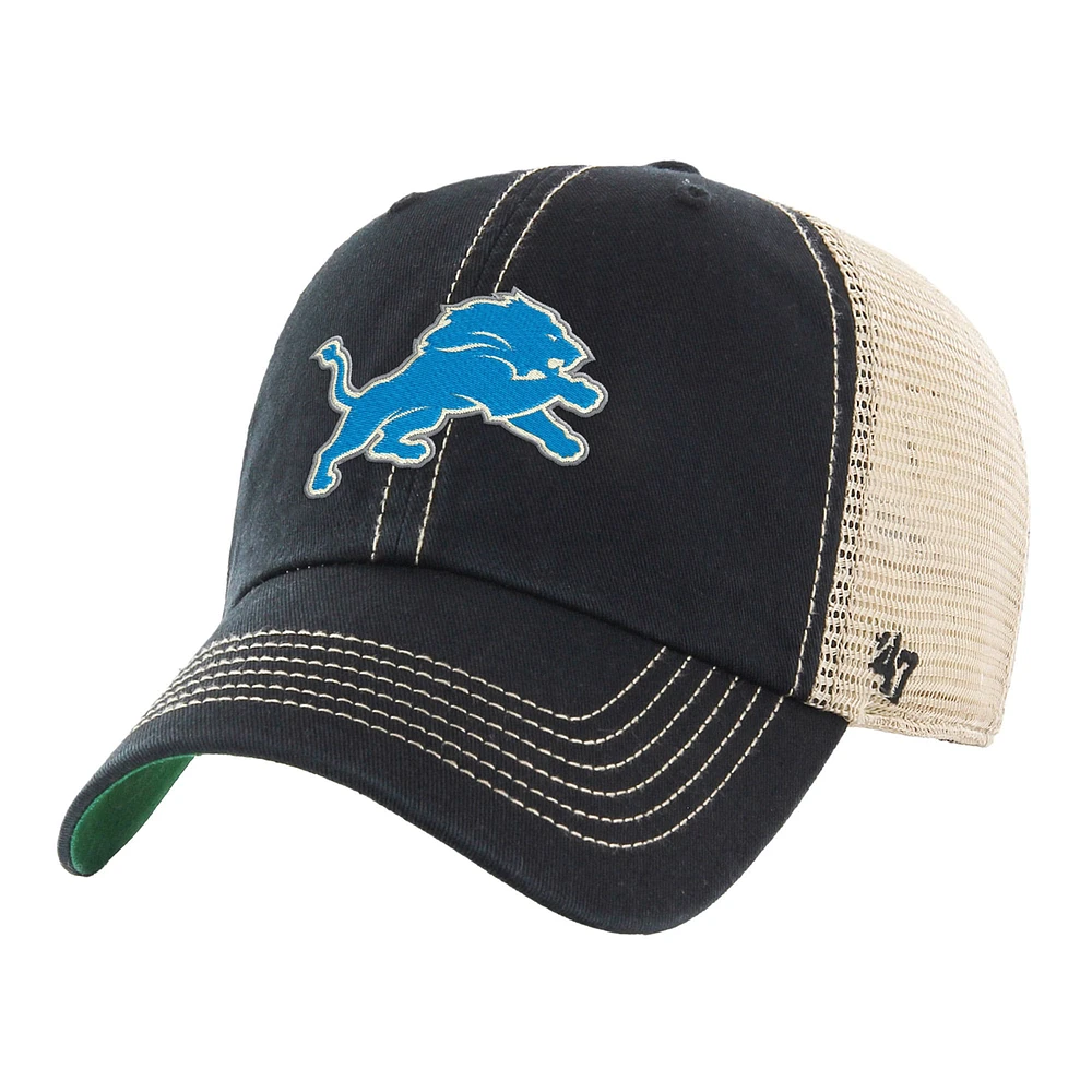 Men's '47  Black/Natural Detroit Lions Trawler Clean Up Trucker Adjustable Hat