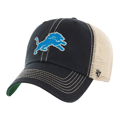 Men's '47  Black/Natural Detroit Lions Trawler Clean Up Trucker Adjustable Hat