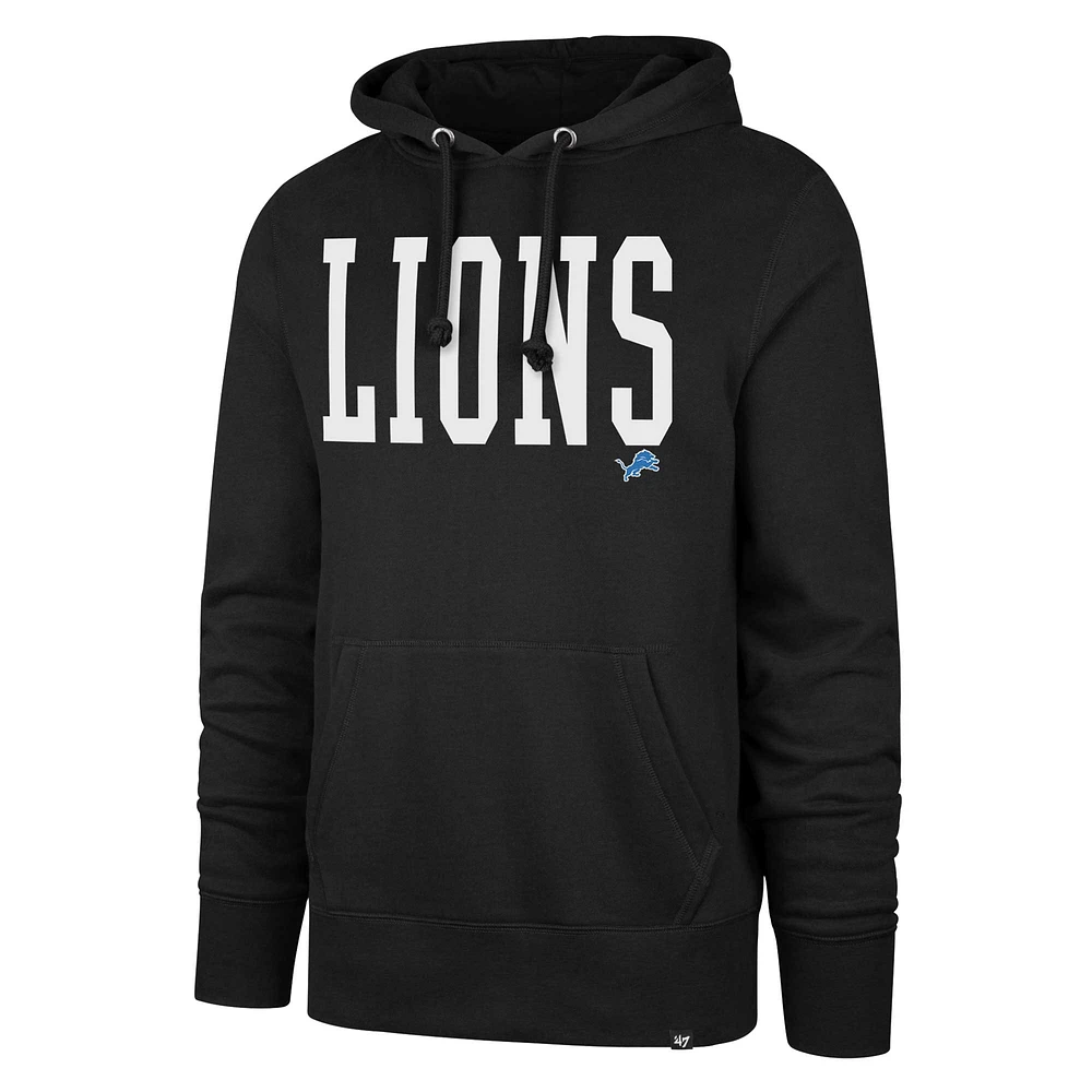 Men's '47 Black Detroit Lions Dime Headline Pullover Hoodie