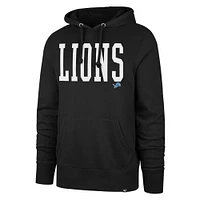 Men's '47 Black Detroit Lions Dime Headline Pullover Hoodie