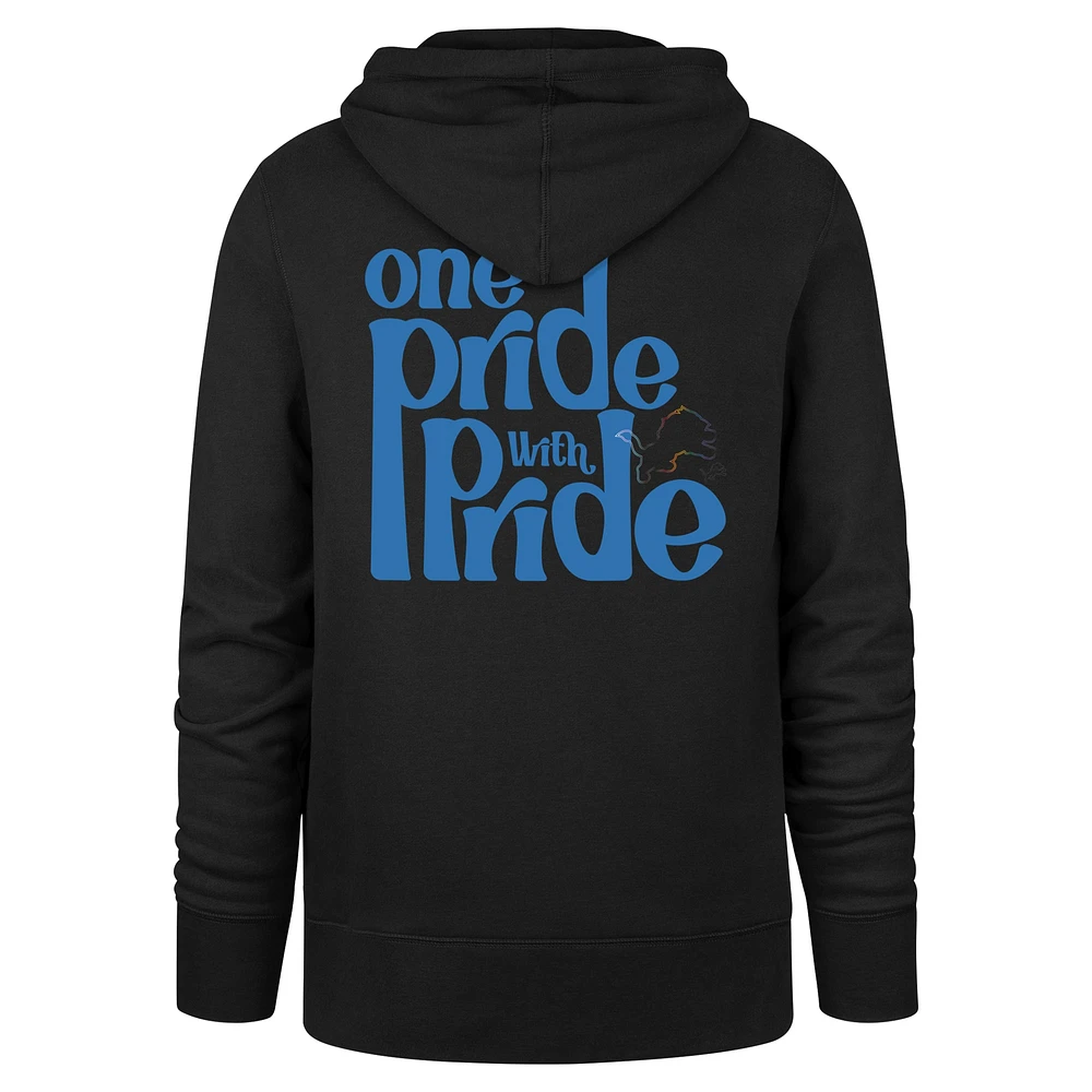 Men's '47 Black Detroit Lions Pride Headline Pullover Hoodie