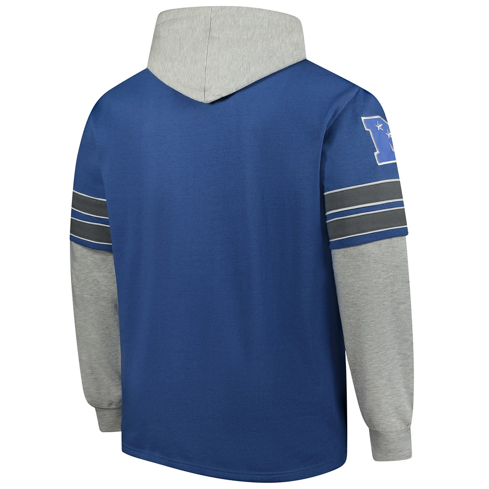 Men's '47 Blue Detroit Lions Big & Tall Lacer Pullover Hoodie