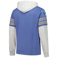 Men's '47 Blue Detroit Lions Double Header Blitz Cornerback Pullover Hoodie