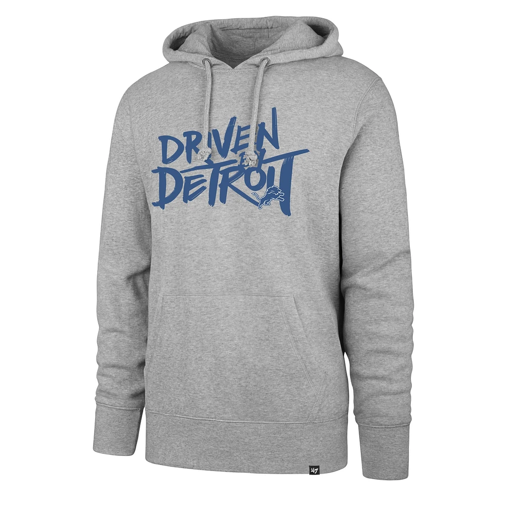 Men's '47 Gray Detroit Lions Driven by Pullover Hoodie