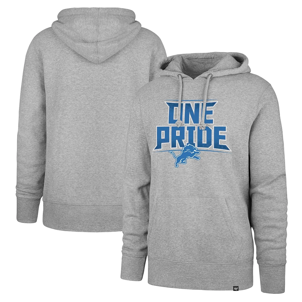 Men's '47 Gray Detroit Lions Regional Headline Pullover Hoodie