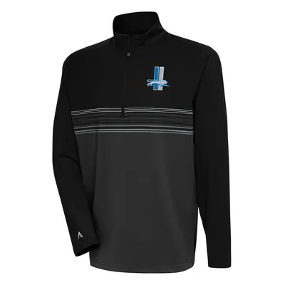 Men's Antigua Charcoal Detroit Lions Logo Victory Pullover Hoodie 