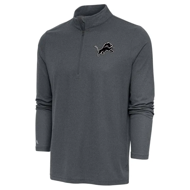 Men's Cutter & Buck Gray Detroit Lions Stealth Heathered Big Tall Throwback Logo Quarter-Zip Pullover Top