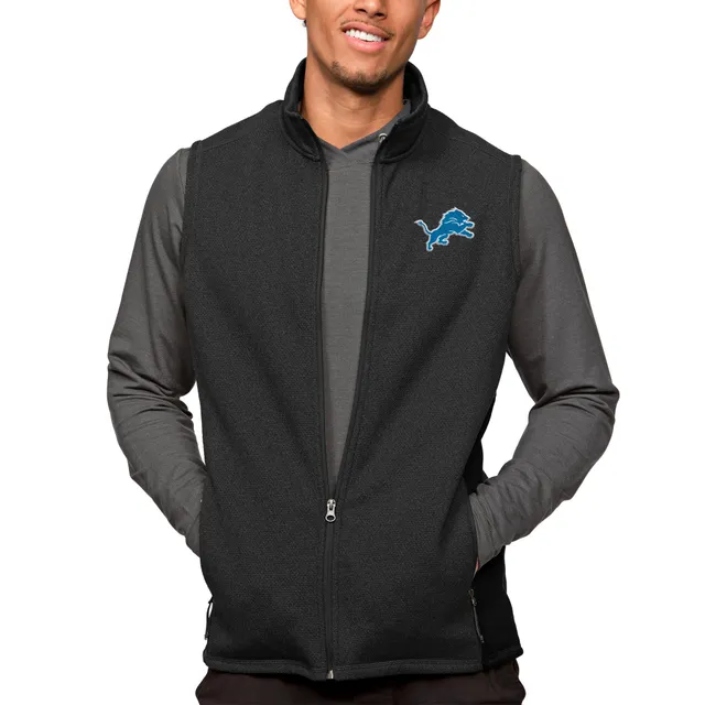 Women's Antigua Black Detroit Lions Links Full-Zip Golf Jacket