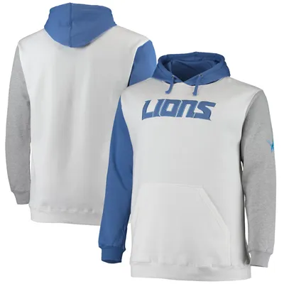 Men's Antigua White Detroit Lions Metallic Logo Victory Full-Zip Hoodie