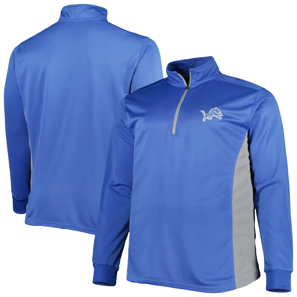 Fanatics Branded Men's Blue Detroit Lions Big & Tall Quarter-Zip Top