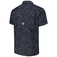 Men's Columbia PFG Black Detroit Lions Super Slack Tide Omni-Wick Button-Up Shirt