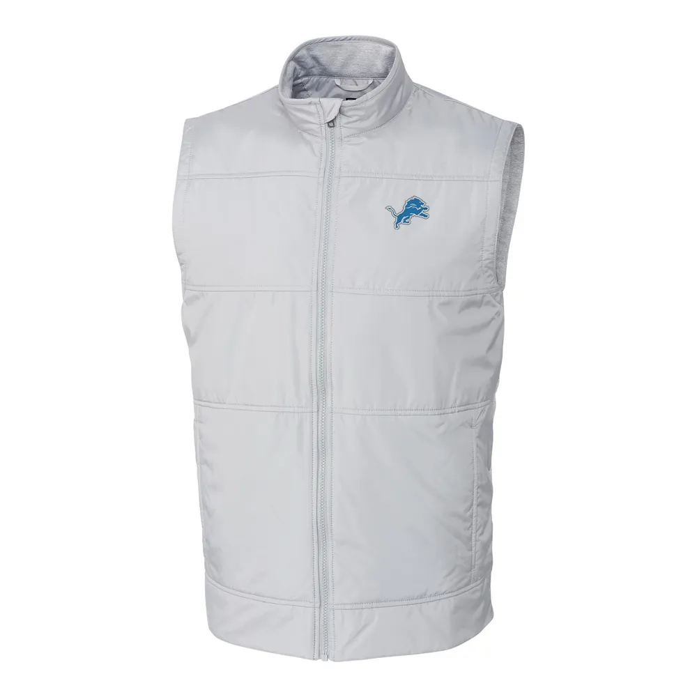 Men's Cutter & Buck Gray Detroit Lions Throwback Logo Rainier PrimaLoft Eco Insulated Full-Zip Puffer Vest Size: Small