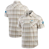 Chemise à carreaux boutons-pression pour homme de la collection Darius Rucker Fanatics, couleur crème, Detroit Lions