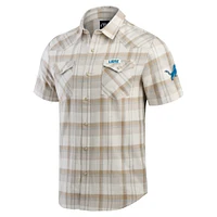 Men's Darius Rucker Collection by Fanatics Cream Detroit Lions Plaid Full-Snap Shirt