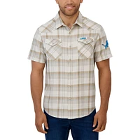 Chemise à carreaux boutons-pression pour homme de la collection Darius Rucker Fanatics, couleur crème, Detroit Lions