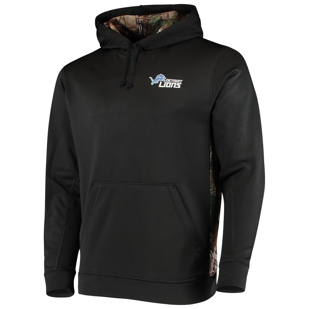 Men's Dunbrooke Black/Realtree Camo Detroit Lions Logo Ranger Pullover Hoodie