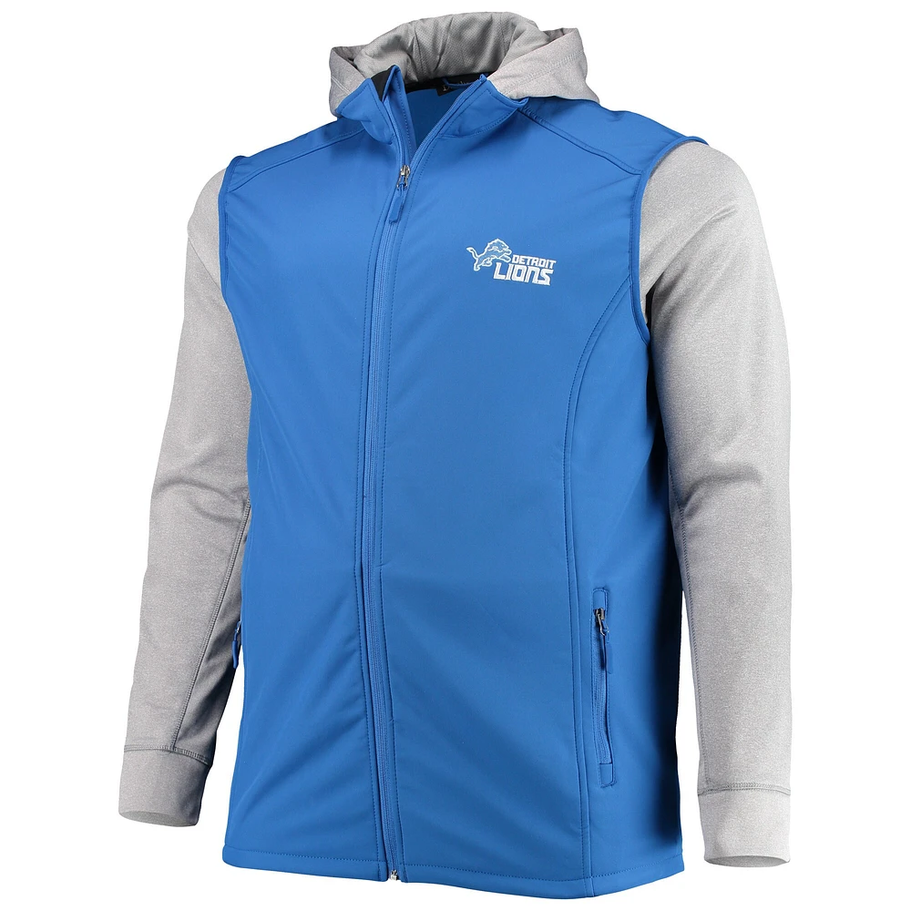 Veste à capuche Dunbrooke Blue/Gris Detroit Lions Big & Tall Alpha pour homme